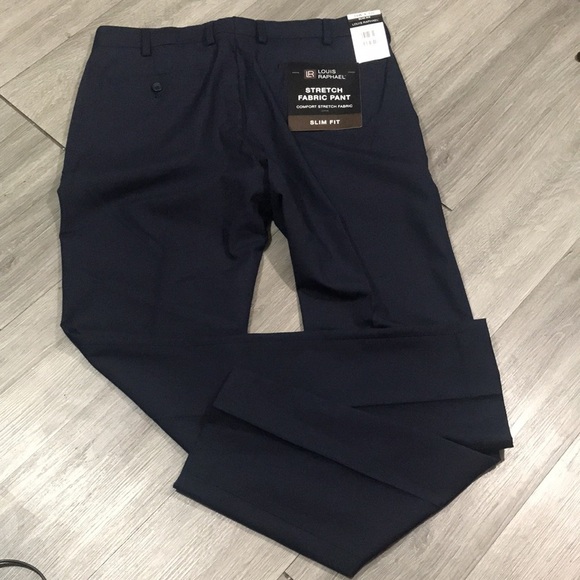Louis Raphael NWT Navy Blue Comfort Stretch Slim Fit Flat Front Dress Slacks - Picture 9 of 9